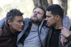 Steven Bauer as Miguel Torres Miguel and Wilmer Valderrama as NCIS Special Agent Nicholas Nick Torres with an injured man in NCIS - Season 18, Episode 12 - 'Sangre'