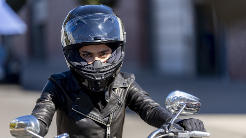 Medalion Rahimi as Fatima on motorcycle - NCIS Los Angeles, Season 12, Episode 15