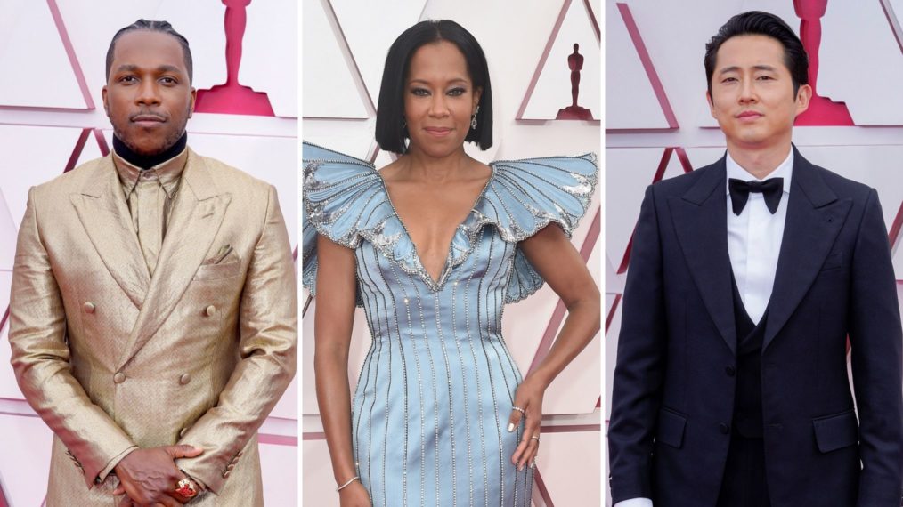 Leslie Odom Jr Regina King Steven Yeun Oscars Carpet 2021