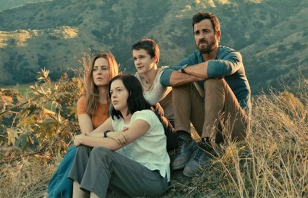 The Mosquito Coast Apple TV+ cast - Melissa George, Logan Polish, Gabriel Bateman, Justin Theroux