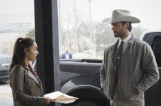 Lindsey Morgan as Cordell and Jared Padalecki as Micki in Walker - Season 1