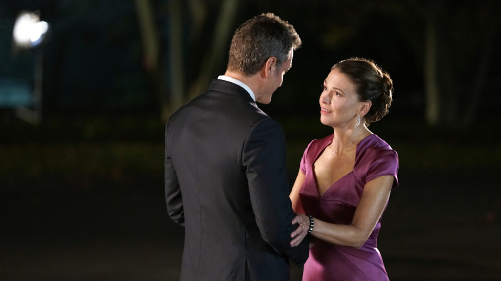 Peter Hermann as Charles in Younger and Sutton Foster as Liza - Season 7 Premiere - 'A Decent Proposal'