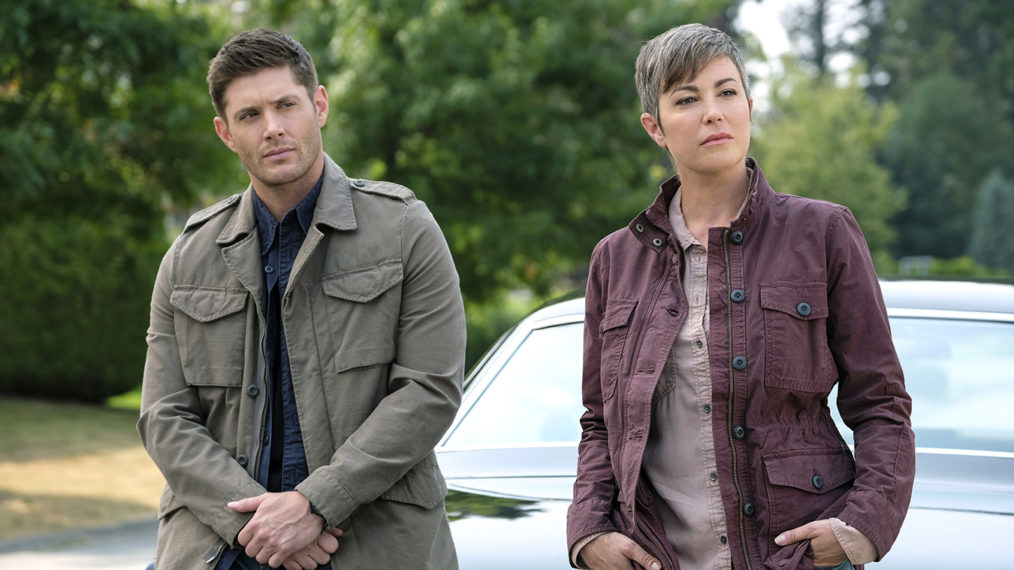 Jensen Ackles as Dean and Kim Rhodes as Sheriff Jody Mills in Supernatural - 'Patience'
