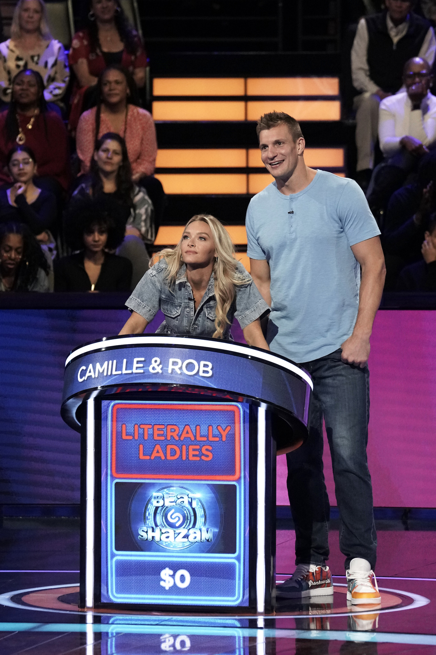 Camille Kostek and Rob Gronkowski on Beat Shazam Celebrity Challenge