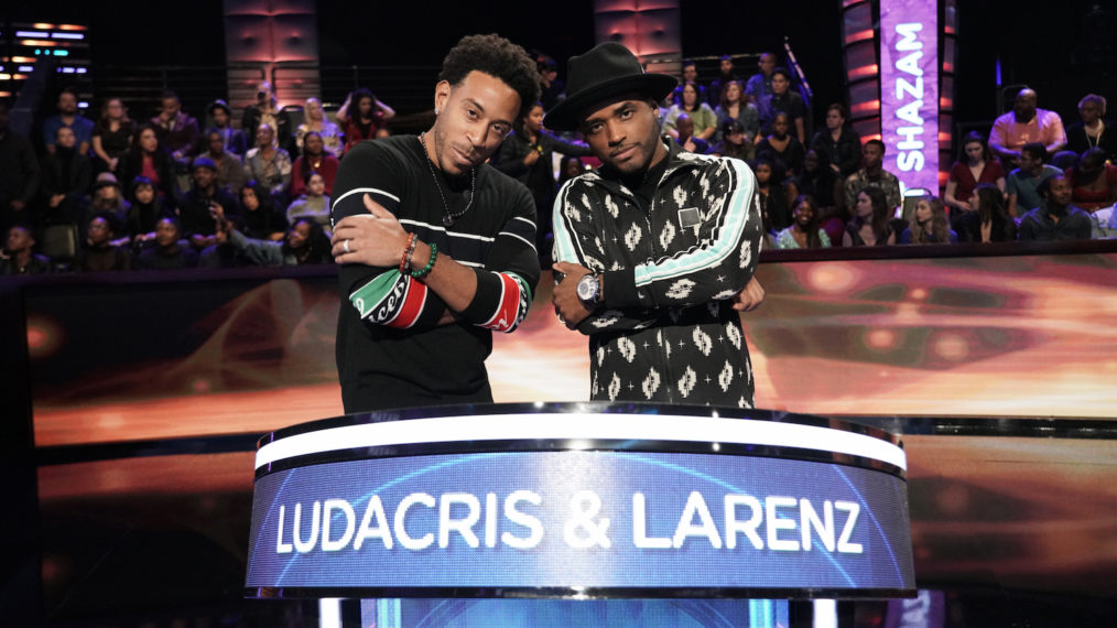 Contestants Ludacris and Larenz Tate in the 'Beat Shazam Celebrity Challenge!' episode of Beat Shazam