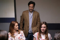 Sarah Drew as Cindy, Michael Landes as Greg, and Chiara Aurelia as Jeanette in Cruel Summer, Episode 3 - Interrogation