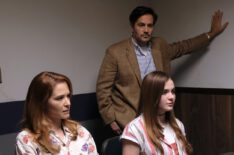 Sarah Drew as Cindy, Chiara Aurelia as Jeanette, and Michael Landes as Greg in Cruel Summer, Episode 3 - Interrogation
