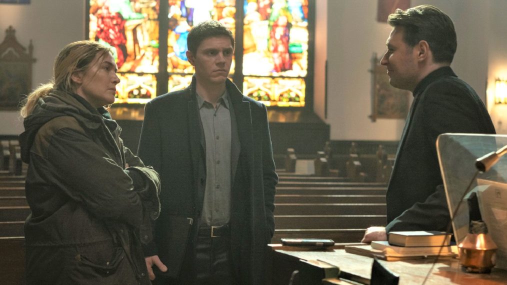 Kate Winslet, Evan Peters, and James McArdle in Mare of Easttown
