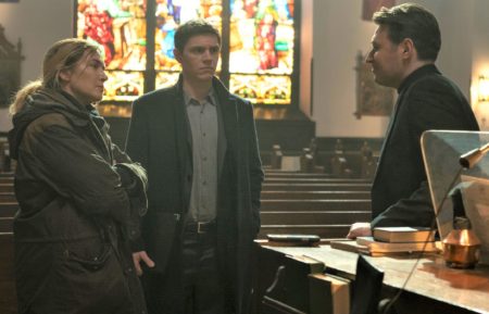 Kate Winslet, Evan Peters, and James McArdle in Mare of Easttown