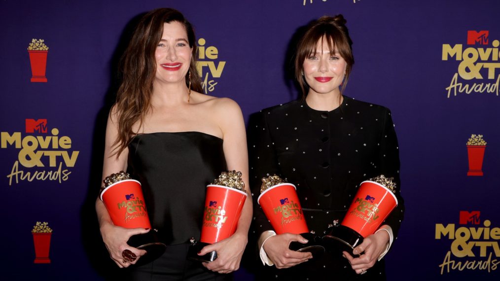 Kathryn Hahn and Elizabeth Olsen at the MTV Movie and TV Awards