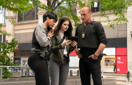 Law Order Organized Crime Episode 7 - Ainsley Seiger, Danielle Moné Truitt as Bell, Ainsley Seiger as Jett, and Christopher Meloni as Stabler