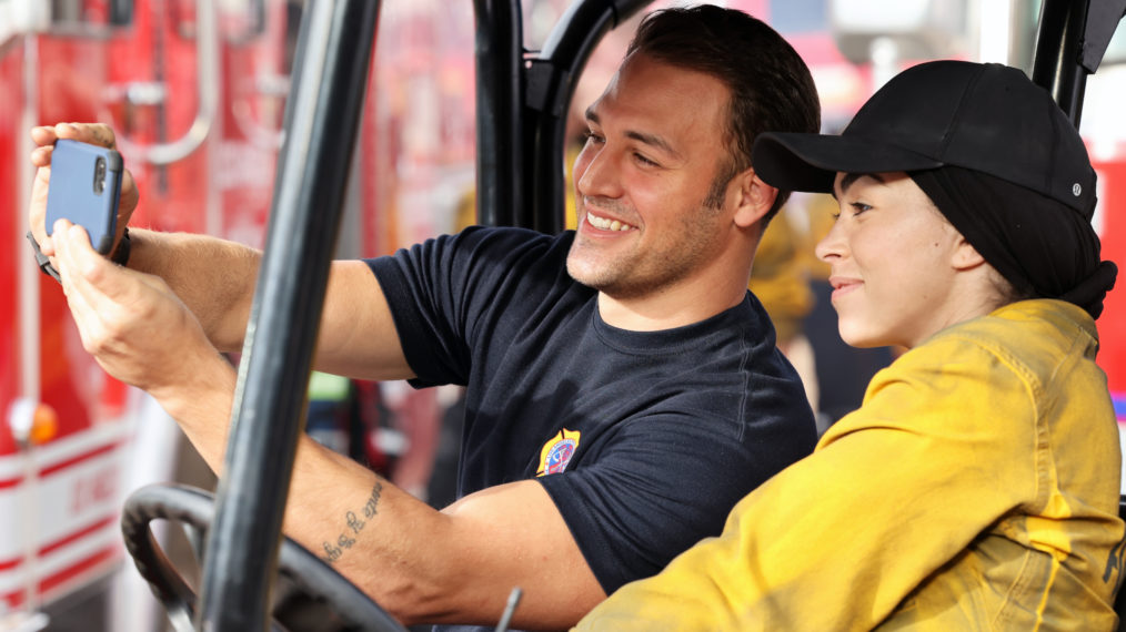 Ryan Guzman and Natacha Karam in the 'Hold The Line' episode of 9-1-1: Lone Star