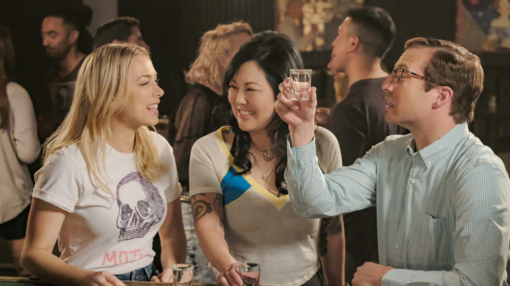 Iliza Shlesinger as Andrea, Margaret Cho as Margot, and Ryan Hansen as Dennis in Good On Paper