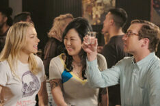 Iliza Shlesinger as Andrea, Margaret Cho as Margot, and Ryan Hansen as Dennis in Good On Paper