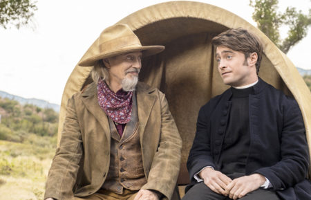 Steve Buscemi and Daniel Radcliffe in Miracle Workers: Oregon Trail