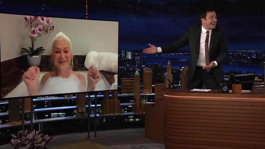#Helen Mirren Surprises ‘Tonight Show’ Fans By Doing Her Interview in Her Bathtub (VIDEO)