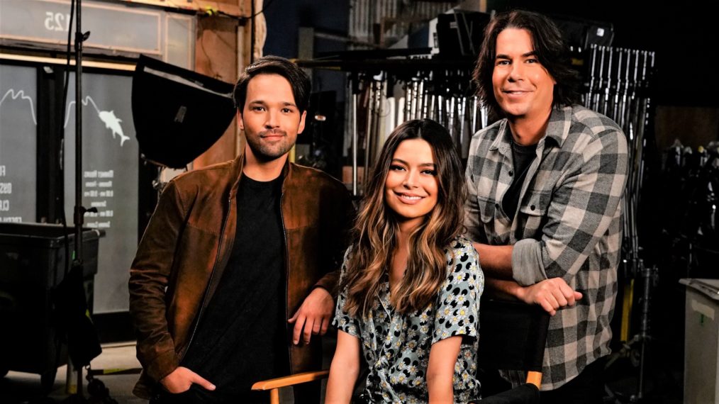 iCarly - Nathan Kress as Freddie, Miranda Cosgrove as Carly, and Jerry Trainor as Spencer