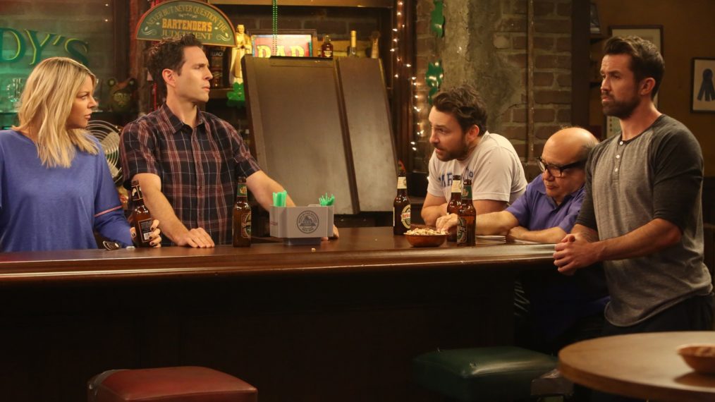 Kaitlin Olson, Glenn Howerton, Charlie Day, Danny Devito, and Rob McElhenney in It's Always Sunny in Philadelphia