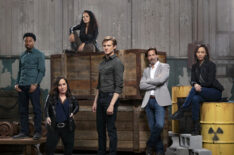 MacGyver season 5 cast photo - Justin Hires, Meredith Eaton, Tristin Mays, Lucas Till, Henry Ian Cusick and Levy Tran
