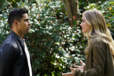 Wilmer Valderrama as NCIS Special Agent Nicholas “Nick” Torres and Emily Wickersham as NCIS Special Agent Eleanor 'Ellie' Bishop in NCIS - Season 18 Finale