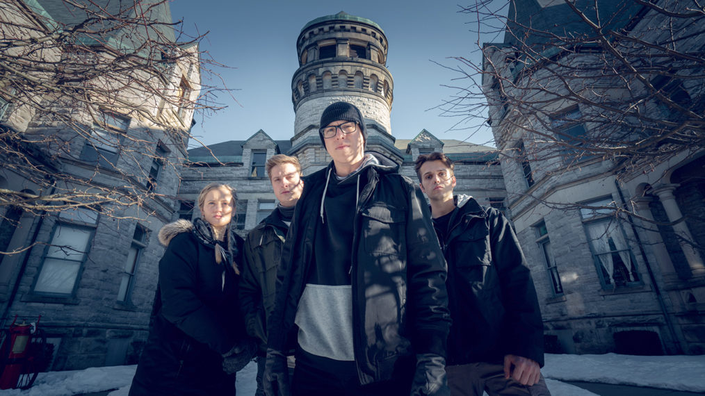 Chelsea Laden, Alex Schroeder, Tanner Wiseman and Dakota Laden at Ohio State Reformatory, as seen on Travel Channel's Destination Fear