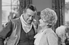 John Wayne as himself and Lucille Ball as Lucy Carmichael in The Lucy Show episode 'Lucy and John Wayne'