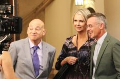 Evan Handler Cynthia Nixon, and David Eigenberg seen filming And Just Like That