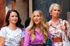 And Just Like That - Kristin Davis as Charlotte, Sarah Jessica Parker as Carrie, and Cynthia Nixon as Miranda seen on location
