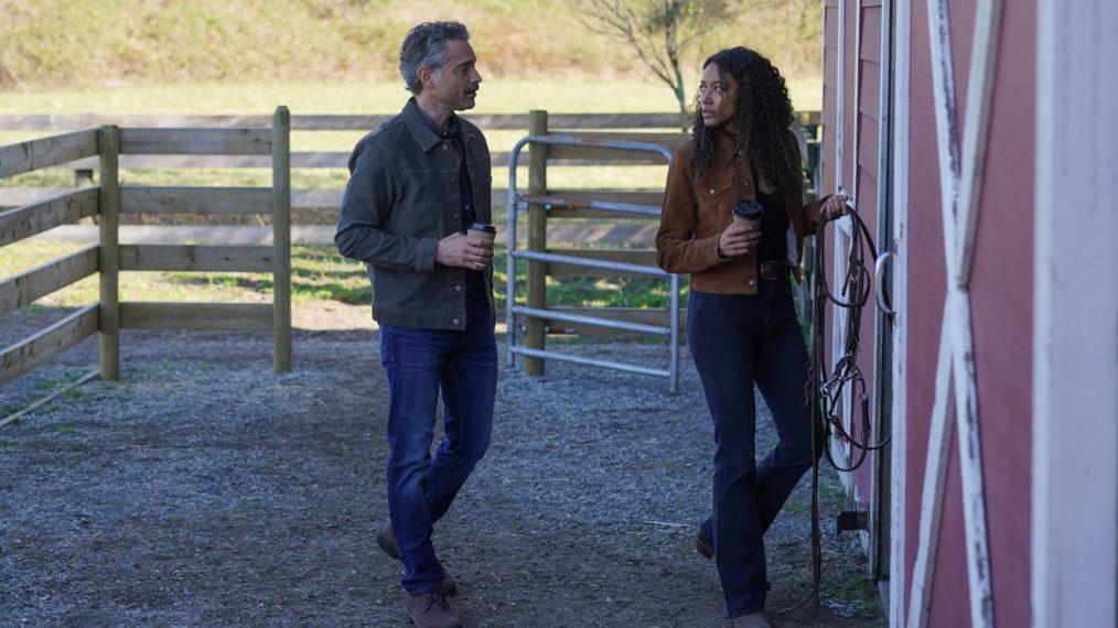 Omar Metwally as Lindor and Kylie Bunbury as Cassie in Big Sky - Season 1