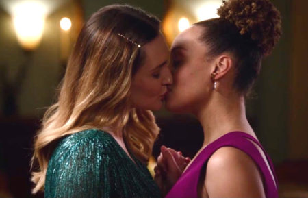 Kat Barrell and Kyana Teresa kissing in Good Witch