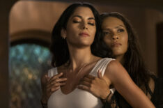 Inbar Lavi as Eve and Lesley-Ann Brandt as Maze in Lucifer - Season 6, Episode 1