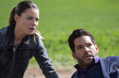 Lauren German as Chloe Decker and Tom Ellis as Lucifer Morningstar in Lucifer - Season 6, Episode 4