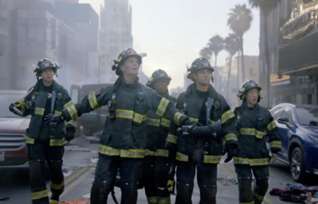 Oliver Stark, Peter Krause, Aisha Hinds, Ryan Guzman, Kenneth Choi in 9-1-1