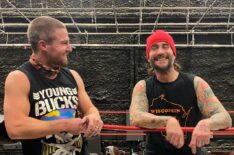 CM Punk and Stephen Amell on 'Heels' Set