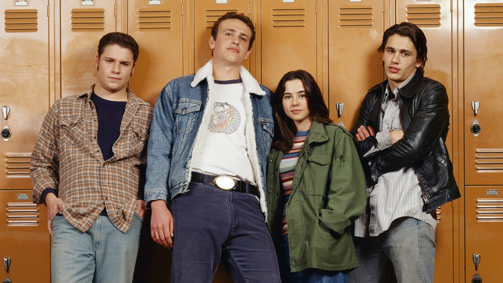 Freaks and Geeks - Seth Rogen as Ken Miller, Jason Segel as Nick Andopolis, Linda Cardellini as Lindsay Weir, and James Franco as Daniel Desario