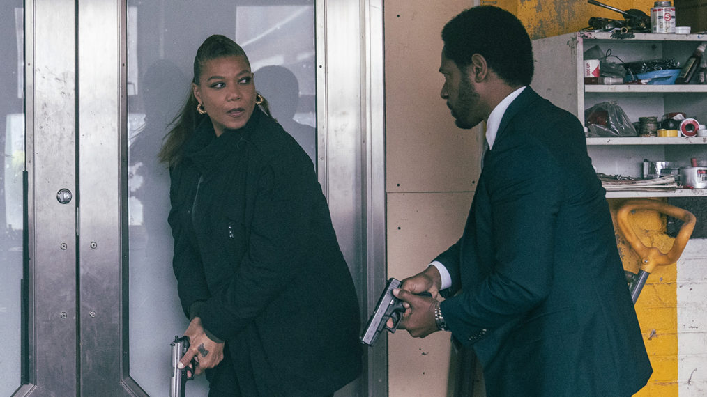 Queen Latifah as Robyn McCall, Tory Kittles as Detective Marcus Dante in The Equalizer