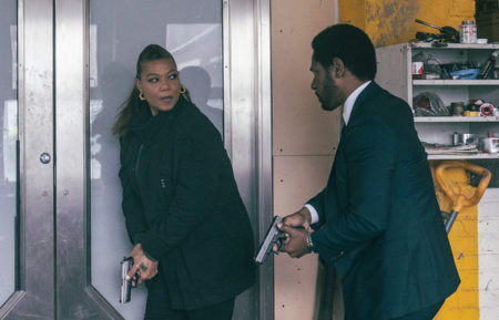 Queen Latifah as Robyn McCall, Tory Kittles as Detective Marcus Dante in The Equalizer