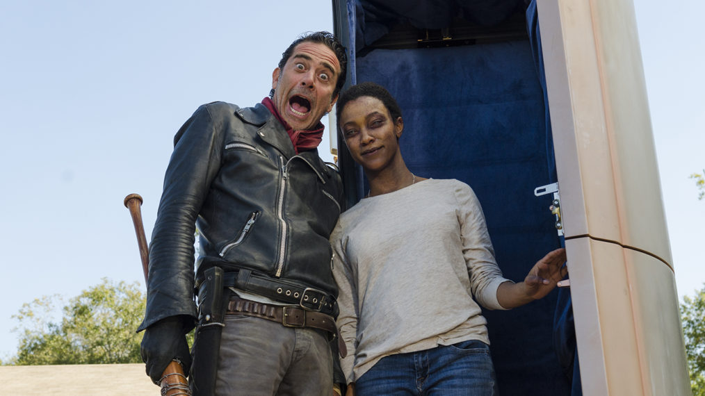 Jeffrey Dean Morgan as Negan, Sonequa Martin-Green as Sasha Williams in The Walking Dead