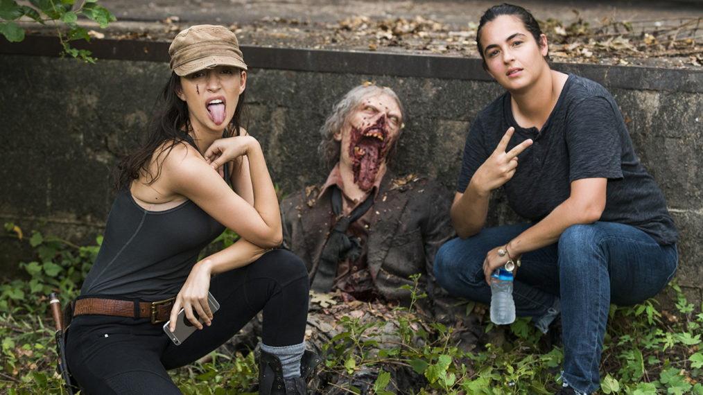 Christian Serratos as Rosita Espinosa, Alanna Masterson as Tara Chambler in The Walking Dead