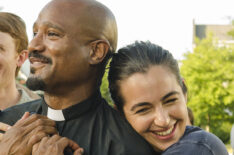 Seth Gilliam as Father Gabriel Stokes, Alanna Masterson as Tara Chambler in The Walking Dead