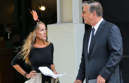 Sarah Jessica Parker and Chris Noth on set for 'And Just Like That...'
