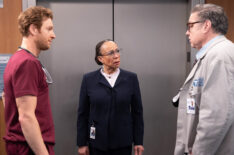 Nick Gehlfuss as Dr. Will Halstead, S. Epatha Merkerson as Sharon Goodwin, Oliver Platt as Daniel Charles in Chicago Med - Season 6