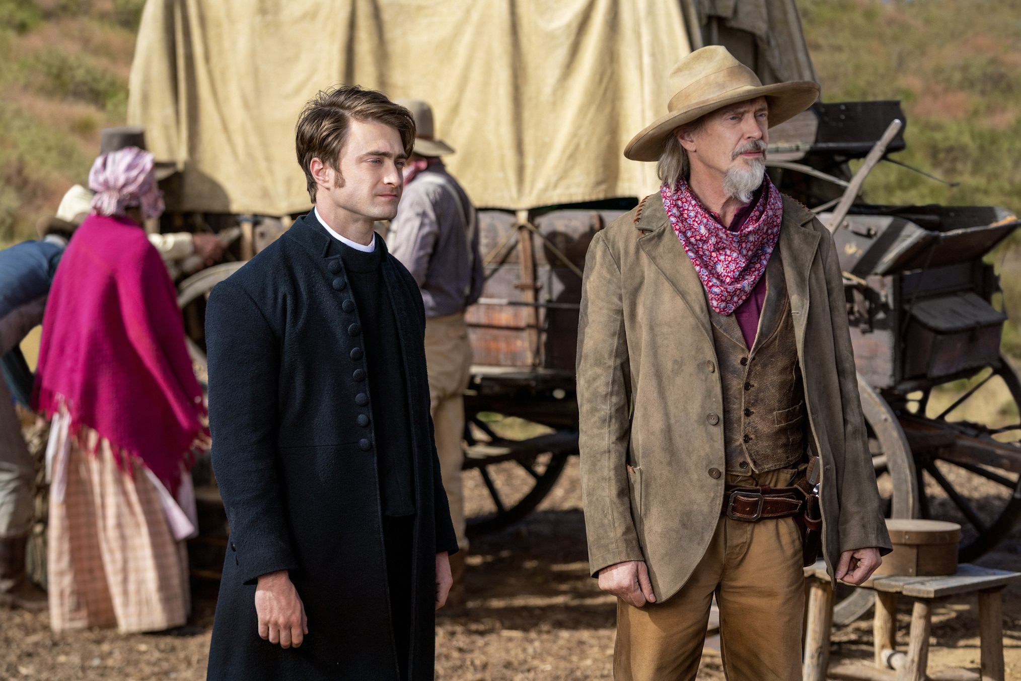 Daniel Radcliffe and Steve Buscemi in 'Miracle Workers' Season 3 Oregon Trail