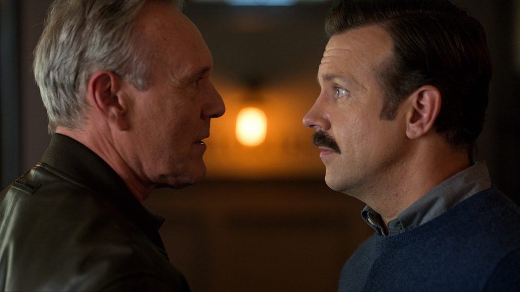 Anthony Head and Jason Sudeikis in Ted Lasso Season 1