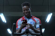 Toheeb Jimoh on a stationary bike in Ted Lasso - Season 2