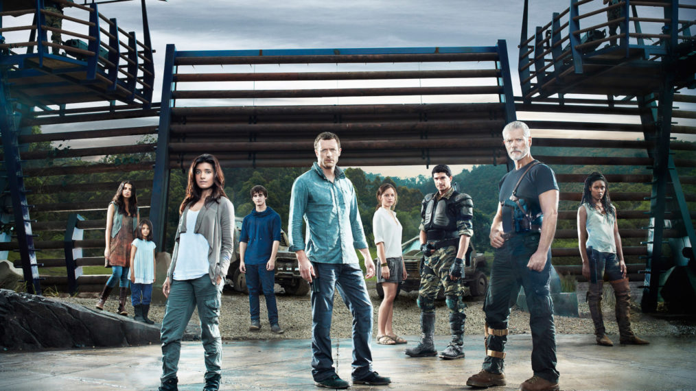 The cast of Terra Nova - Naomi Scott, Alana Mansour, Shelley Conn, Landon Liboiron, Jason O'Mara, Allison Miller, Mido Hamada, Stephen Lang, Christine Adams