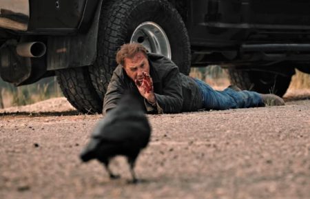 Kevin Costner as John Dutton with a crow in Yellowstone -Season 4