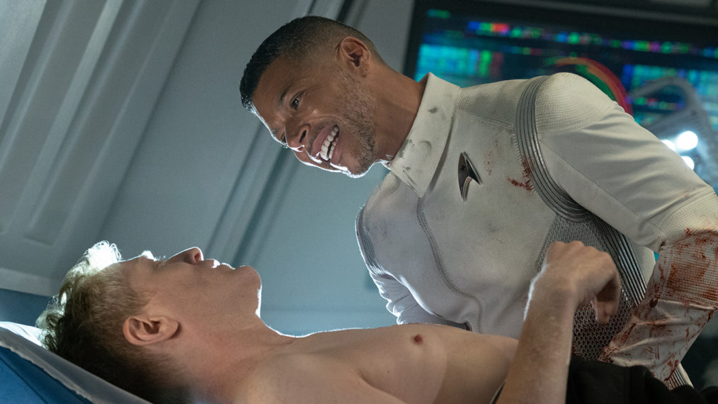 Wilson Cruz as Doctor Hugh Culber and Anthony Rapp as Lt. Stamets in Star Trek Discovery