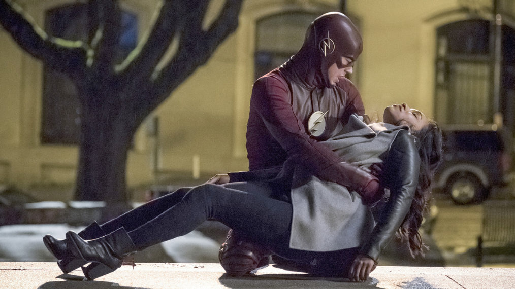 Grant Gustin as Barry, Candice Patton as Iris in The Flash