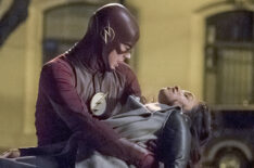 Grant Gustin as Barry, Candice Patton as Iris in The Flash